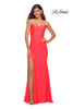 Picture of: Jeweled Rhinestone Strap Long Prom Dress in Neon in Neon Coral, Detail Picture 1