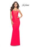 Picture of: Jeweled Modified Scoop Neck Jersey Dress with Open Back in Bright Colors in Neon Coral, Style: 31414, Detail Picture 3
