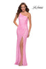 Picture of: Neon Pink One Shoulder Sequin Dress with Open Back in Neon Pink, Style 29654, Main Picture
