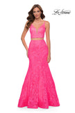Picture of: Two Piece Gown with Mermaid Skirt and Sheer Sides in Neon Pink, Style 29967, Main Picture
