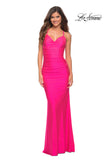 Picture of: Sparkle Rhinestone Long Jersey Prom Dress in Neon Pink in Neon Pink, Main Picture
