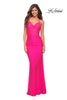 Picture of: Sparkle Rhinestone Long Jersey Prom Dress in Neon Pink in Neon Pink, Main Picture