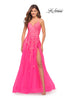 Picture of: Gorgeous Lace and Tulle Ball Gown with High Slit in Neon Pink in Neon Pink, Style: 30693, Main Picture