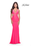 Picture of: Prom Dress with Cut Out Sides and Low Open Back in Neon in Neon Pink, Style: 31428, Main Picture