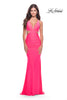 Picture of: Prom Dress with Cut Out Sides and Low Open Back in Neon in Neon Pink, Style: 31428, Main Picture