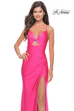 Picture of: Knot Detail Jersey Dress with Cut Out in Neon Pink, Style: 31575, Main Picture