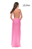 Picture of: Ruched Sequin Prom Dress with High Side Slit in Neon Pink, Style: 31405, Detail Picture 8