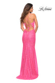 Picture of: Unique Soft Sequin Dress in Neon Pink in Neon Pink, Back Picture