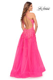 Picture of: Gorgeous Lace and Tulle Ball Gown with High Slit in Neon Pink in Neon Pink, Style: 30693, Back Picture