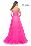 Picture of: Neon Strapless Sweetheart A-Line Corset Prom Dress in Neon Pink, Style: 32341, Back Picture