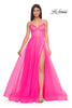 Picture of: Tulle Dress with Full Skirt and Sheer Lace Bodice in Neon Pink, Style: 32306, Detail Picture 1