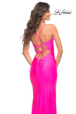 Picture of: Neon Prom Dress with Cut Outs at Hip and High Slit in Pink, Style: 30667, Detail Picture 2