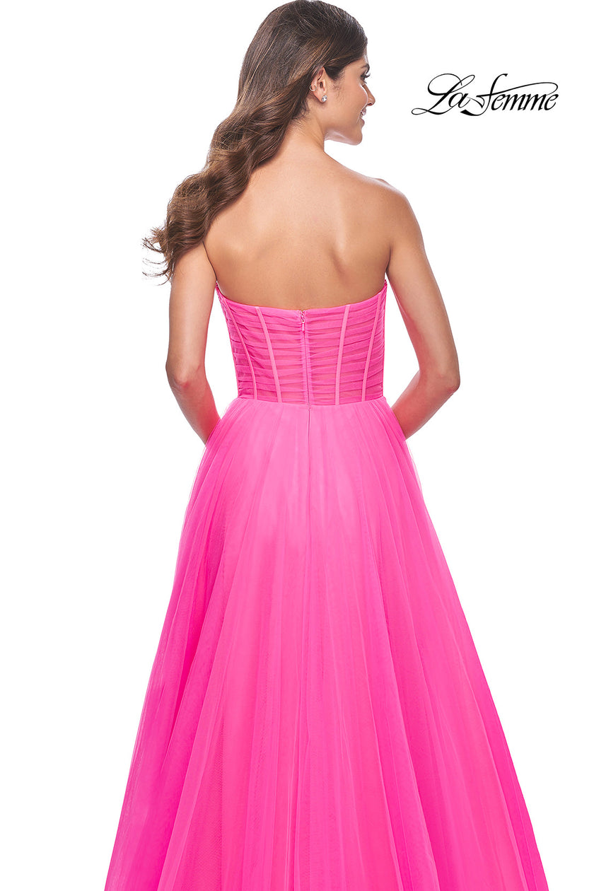 Picture of: Neon Strapless Sweetheart A-Line Corset Prom Dress in Neon Pink, Style: 32341, Detail Picture 2