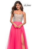 Picture of: Neon Tulle Ballgown with Jeweled Top and Pockets in Neon Pink, Detail Picture 3