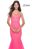 Picture of: Mermaid Rhinestone Tulle Gown with Open Back in Neon in Neon Pink, Style: 31407, Detail Picture 4