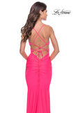 Picture of: Cut Out Long Soft Jersey Dress with Criss Cross Bodice in Neon in Neon Pink, Style: 31442, Detail Picture 5