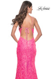 Picture of: Neon Mermaid Print Sequin Dress with Lace Up Open Back in Neon Pink, Style: 32337, Detail Picture 6