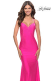 Picture of: Dramatic Rhinestone Dress with Sheer Details and Train in Bright Colors in Neon Pink, Style: 31403, Detail Picture 7