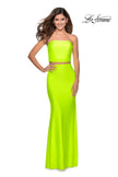 Picture of: Tube Top Two Piece Long Neon Prom Dress in Neon Yellow, Style: 28972, Detail Picture 2