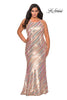 Picture of: Multi Colored Plus Size Sequin Dress with High Neckline in Nude Multi, Style: 28877, Main Picture
