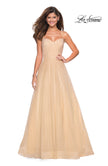 Picture of: Rhinestone A-Line Tulle Prom Dress in Nude, Style: 27608, Main Picture