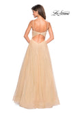 Picture of: Rhinestone A-Line Tulle Prom Dress in Nude, Style: 27608, Back Picture