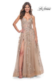Picture of: Gorgeous Sequin Beaded Floral A-Line Tulle Dress in Nude, Style: 32052, Detail Picture 1