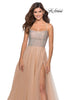 Picture of: Long Tulle Ball Gown with Beaded Bodice and Slit in Nude, Style: 28530, Detail Picture 2