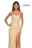 Picture of: Strapless Fitted Rhinestone Embellished Gown with Knot Detail in Nude, Style: 32175, Detail Picture 2