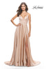 Picture of: A-Line Satin Gown with Ruched Bodice and V Neck in Nude, Style: 31505, Detail Picture 3