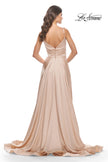 Picture of: A-Line Satin Gown with Ruched Bodice and V Neck in Nude, Style: 31505, Detail Picture 4