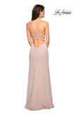 Picture of: Simple Long Prom Dress with Strappy Beaded Back in Nude, Style: 27089, Detail Picture 2