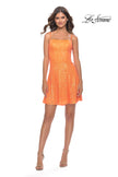 Picture of: Short Modern Skater Dress in Bright Colors in Orange, Style: 31077, Detail Picture 6