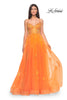 Picture of: A-Line Tulle Gown with Scallop Detail Bodice and Lace Applique in Orange, Style: 32028, Detail Picture 2