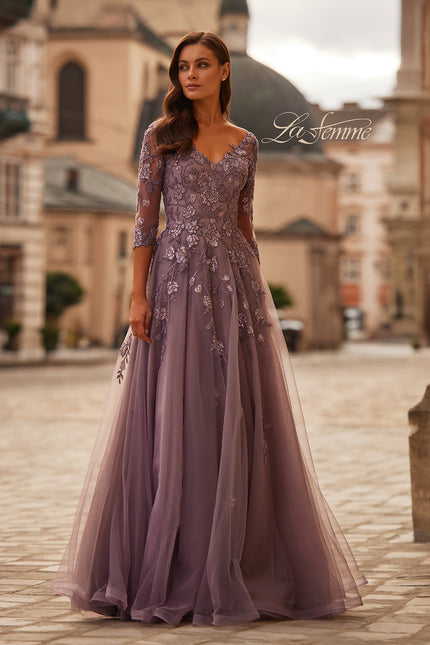 Picture of: A-line Tulle Mother of the Bride Dress with Gorgeous Beaded Lace in Orchid, Style: 32538, Main Picture