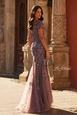 Picture of: Trumpet Mother of the Bride Dress with Beaded Lace Applique in Orchid, Style: 32940, Back Picture