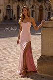 Picture of: Fitted Strapless Dress with Rhinestone Embellished Neckline and Slit in Orchid Pink, Style 32799, Main Picture