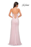 Picture of: Fitted Strapless Dress with Rhinestone Embellished Neckline and Slit in Orchid Pink, Style 32799, Detail Picture 13