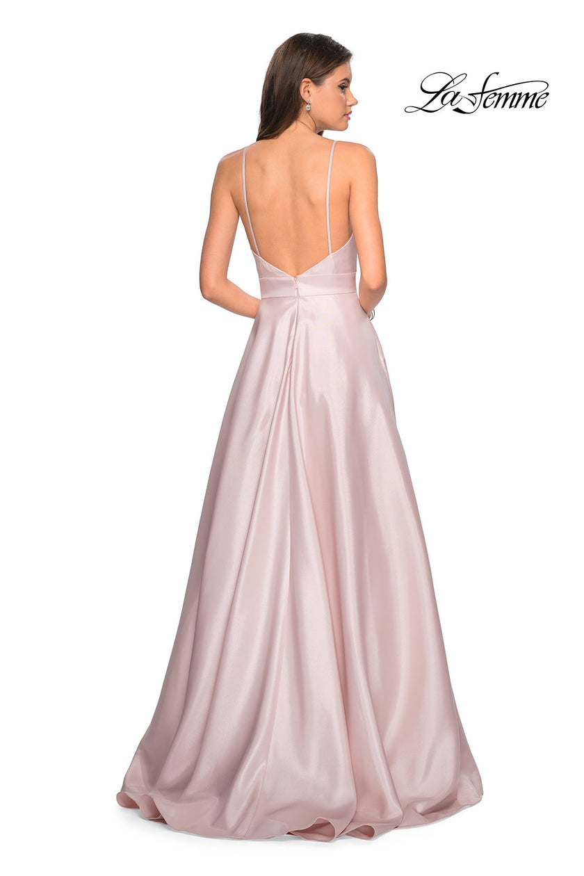 Picture of: Simple A-Line Long Prom Dress with Pockets in Pale Pink, Style: 27823, Back Picture
