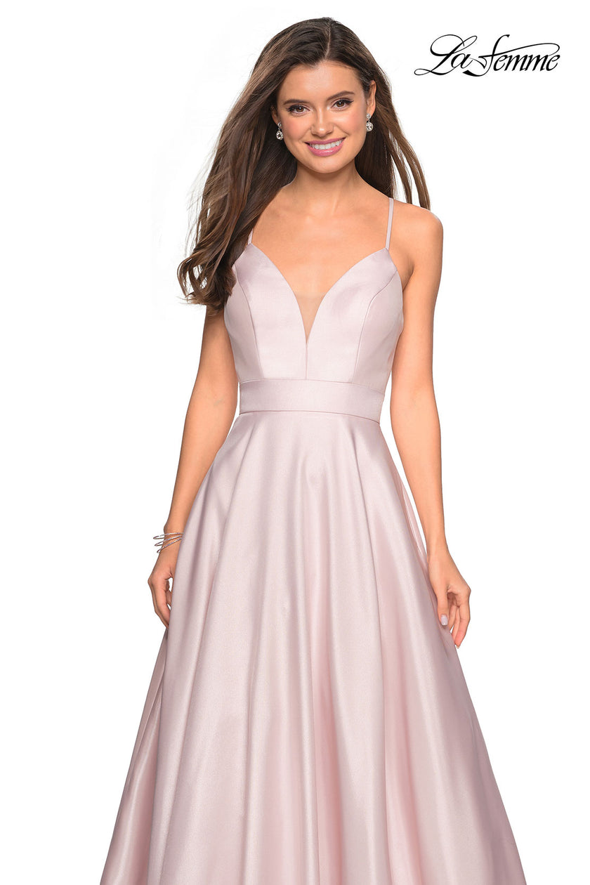 Picture of: Simple A-Line Long Prom Dress with Pockets in Pale Pink, Style: 27823, Detail Picture 1