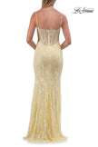 Picture of: Lace Fitted Gown with Sheer Bodice and Spaghetti Straps in Pale Yelllow, Style: 33485, Detail Picture 16