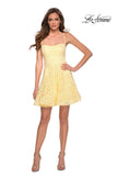 Picture of: Lace Fit and Flare Homecoming Dress with Rhinestones in Pale Yellow, Style: 29273, Detail Picture 2