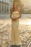 Picture of: Strapless Satin Gown with Fitted Silhouette in Pale Yellow, Style: 33546, Main Picture