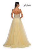 Picture of: Lace and Tulle A-line Prom Dress with High Slit in Pale Yellow, Style: 32646, Detail Picture 10