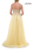 Picture of: Beaded Tulle A-Line Gown with Sheer Corset Bodice in Pale Yellow, Style: 33702, Detail Picture 11