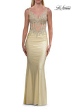Picture of: Rhinestone Lace Illusion Gown with Low Back in Pale Yellow, Style: 33731, Detail Picture 11