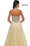 Picture of: Tulle A-line Prom Dress with Rhinestone Detail on Corset Top in Pale Yellow, Style: 32675, Detail Picture 15