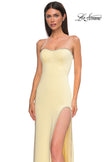 Picture of: Fitted Strapless Dress with Rhinestone Embellished Neckline and Slit in Pale Yellow, Style 32799, Detail Picture 16