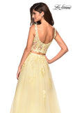 Picture of: Two Piece Floor Length Prom Dress with Lace Detail in Pale Yellow, Style: 27489, Back Picture