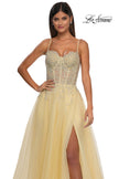 Picture of: Lace and Tulle A-line Prom Dress with High Slit in Pale Yellow, Style: 32646, Detail Picture 23